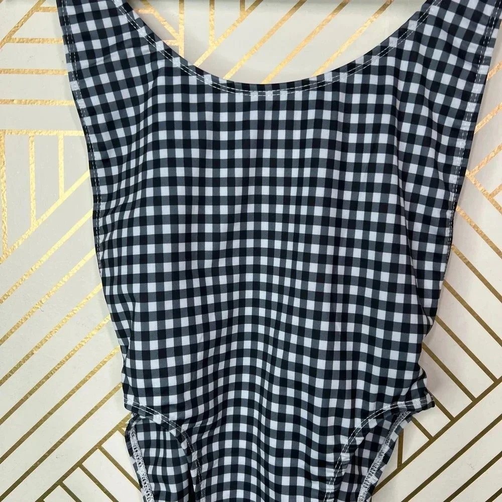 Lioness The Bo Derek Gingham One Piece Swimsuit‎ in Black Size XS